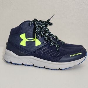 Under Armour Storm Sneakers High-Top Shoes Size 5Y Blue Green Gray